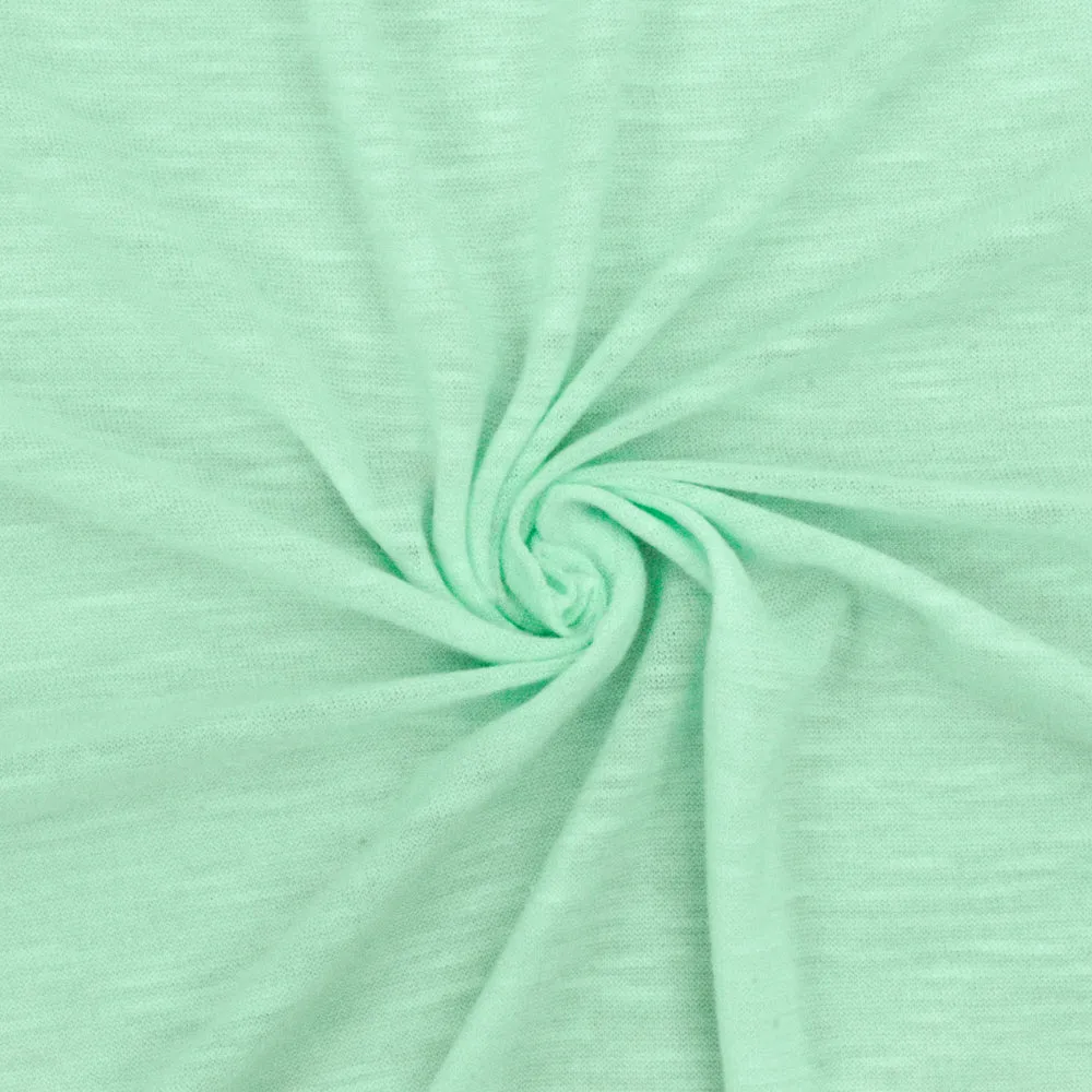 Mint Green Slub Stretch Jersey Knit Fabric