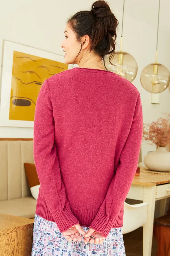 Mistral Notch Neck Roll Edge Cardigan