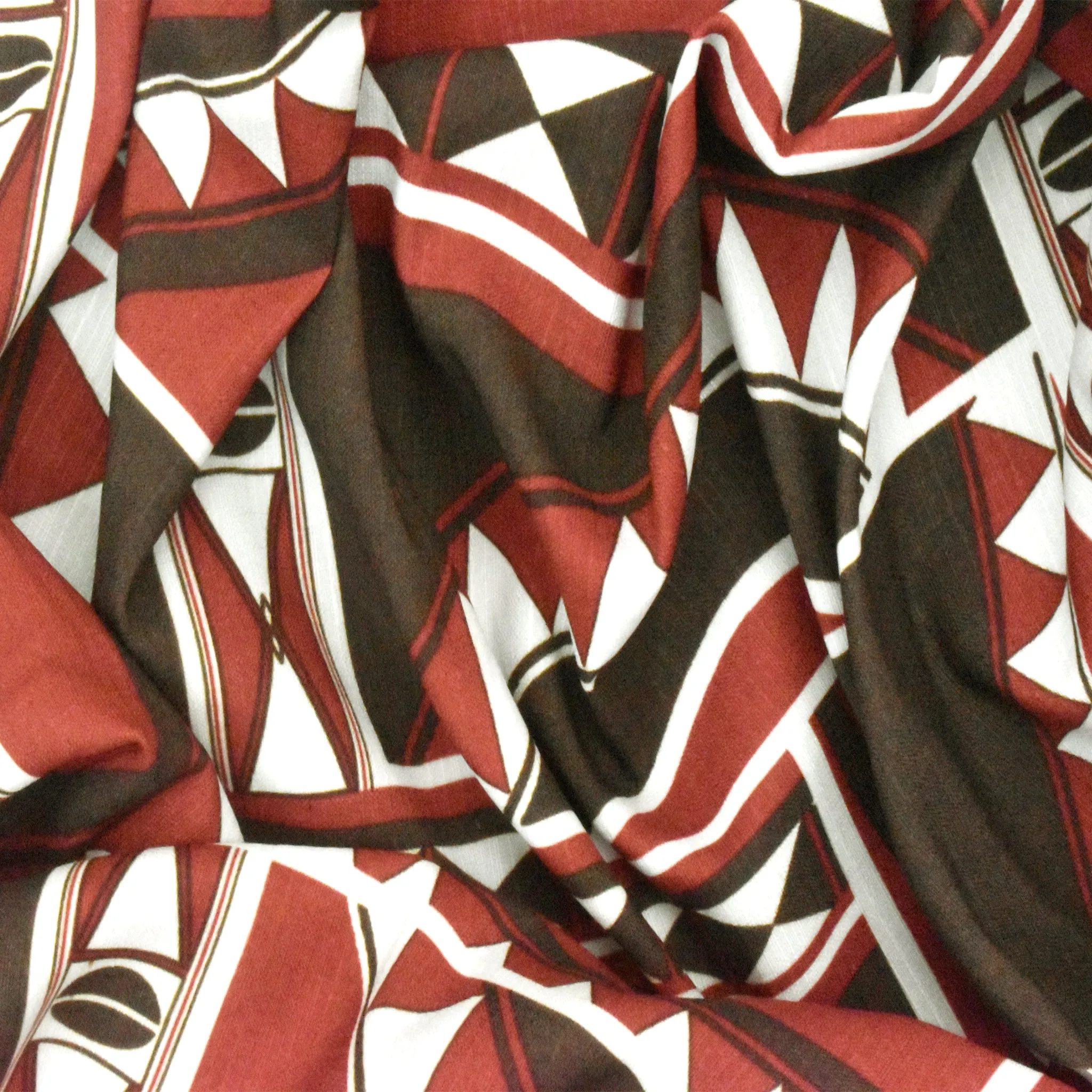 Muddy Brown-Multi Aztec Printed Cross-Hatch Shirting Fabric