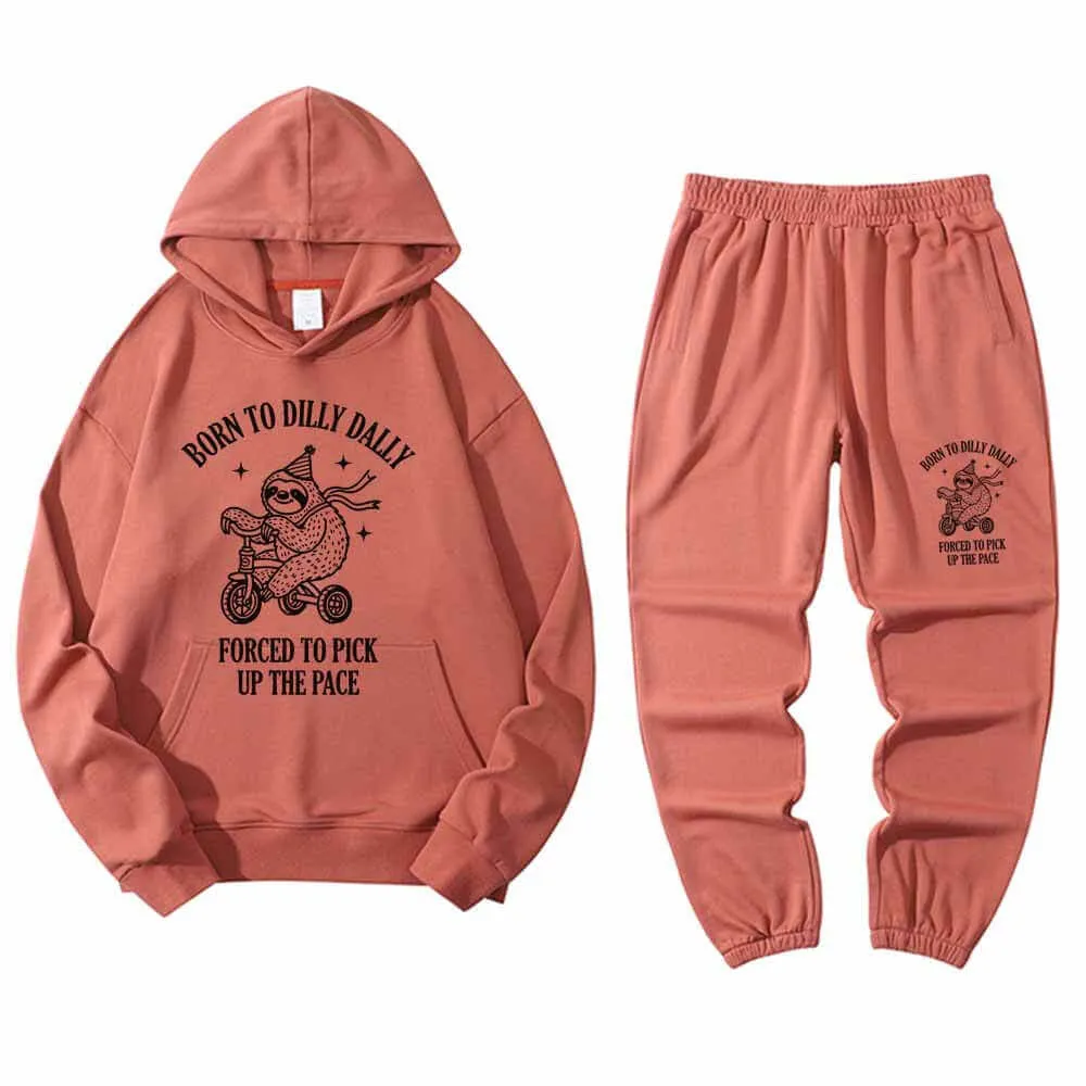 Multicolor Born To Dilly Dally Hoodie Pants Set