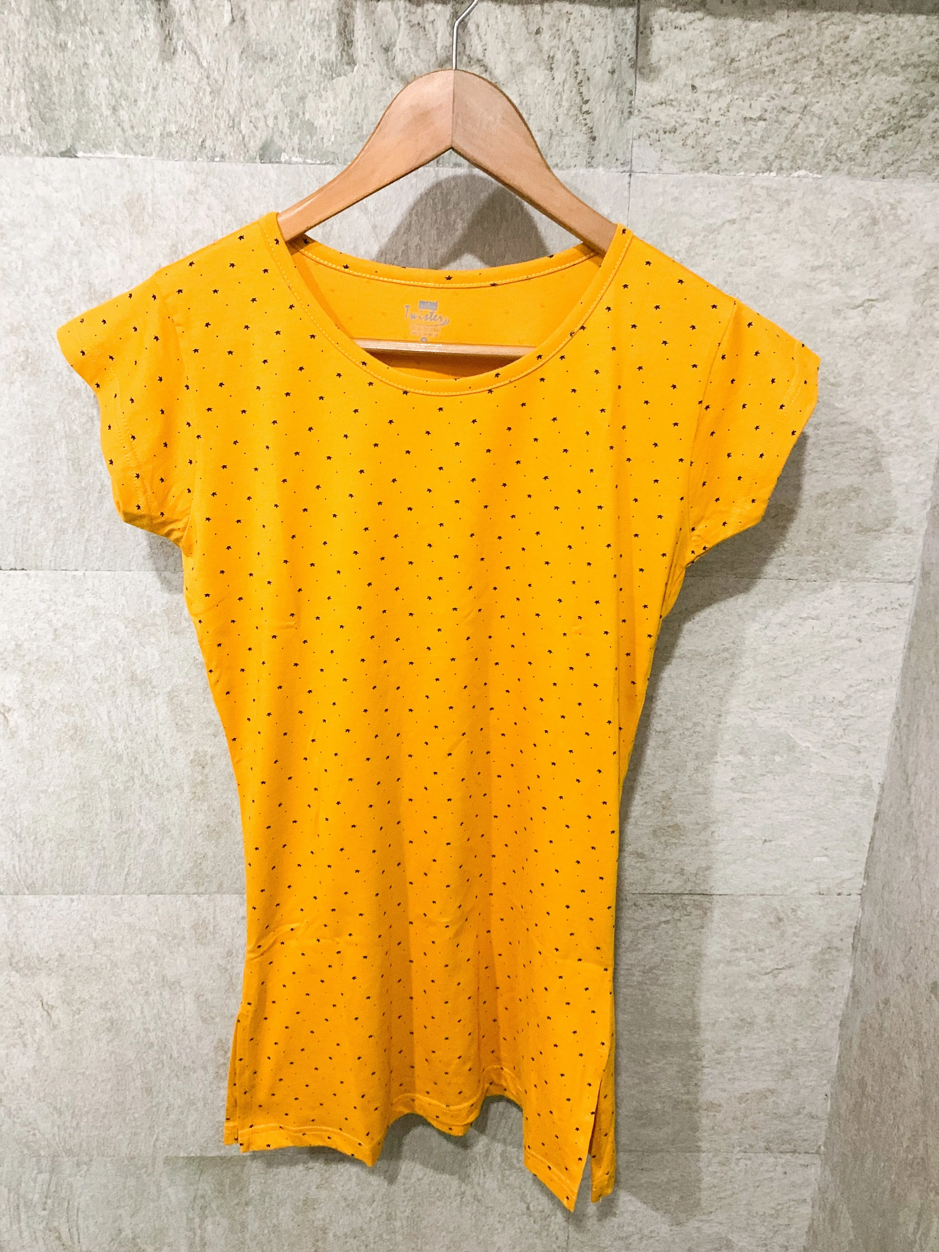 Mustard Printed Long Top