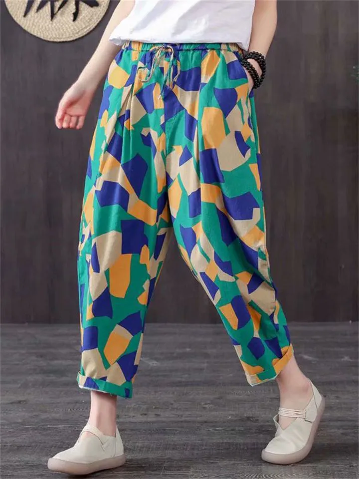 New Arrival Stylish Printed Breathable Baggy Pants For Ladies