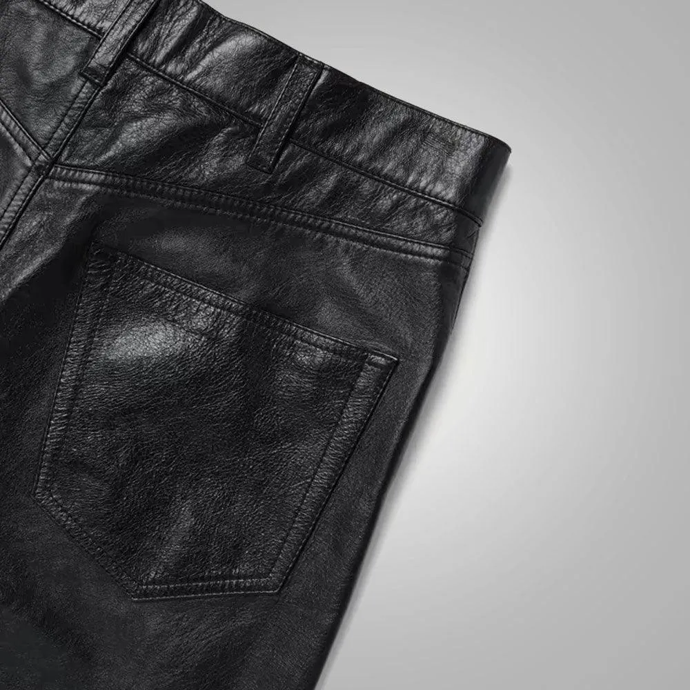 New Style Black Fashion Leather Jean Pant For Men