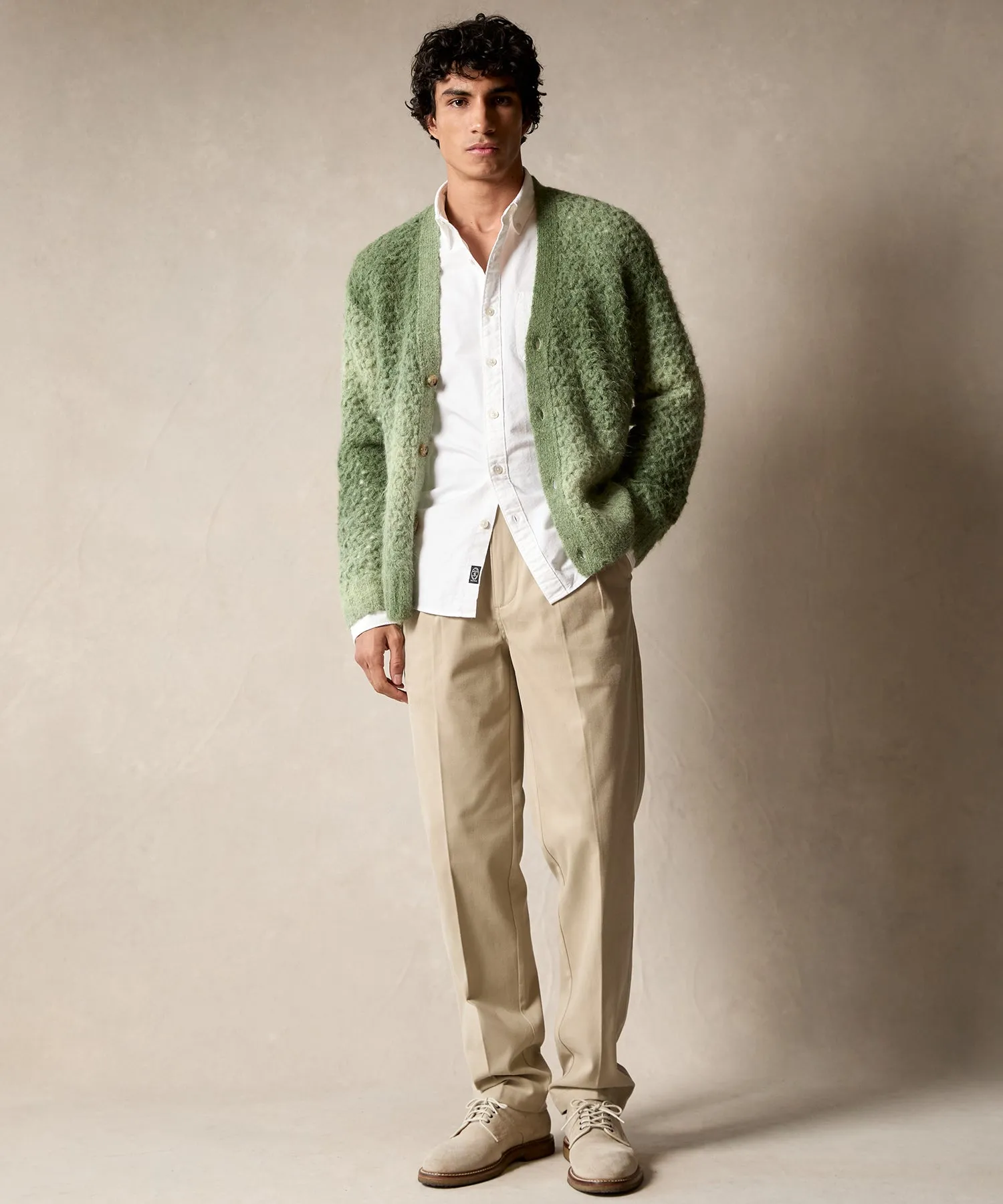 Open-Knit Ombre Cardigan in Garden Green