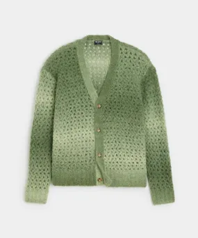 Open-Knit Ombre Cardigan in Garden Green