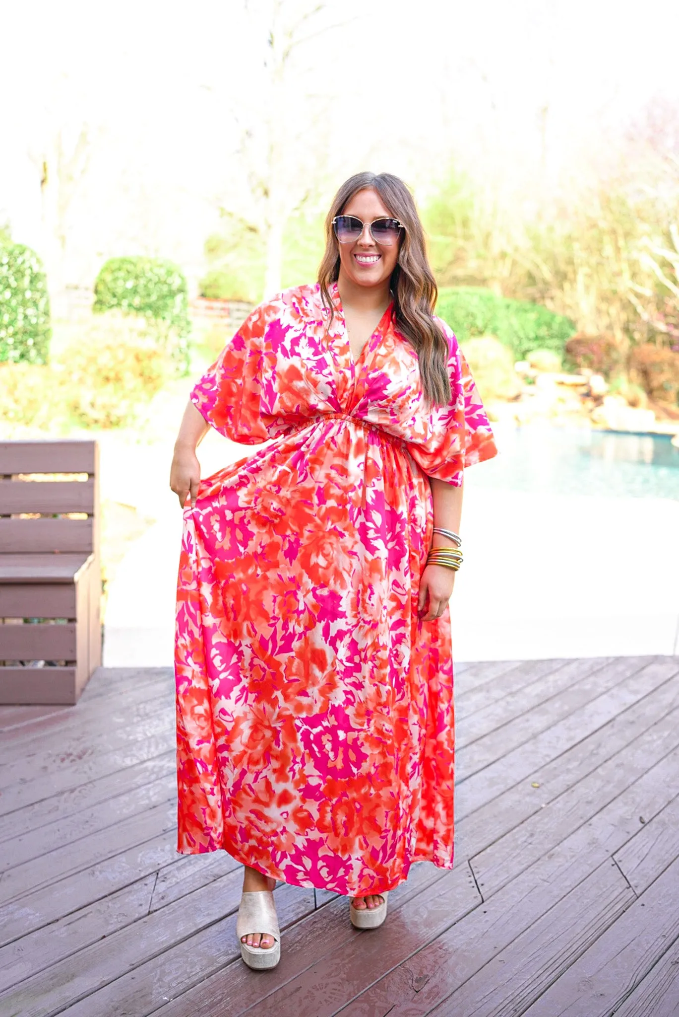 Orange Florals Chic Maxi Dress