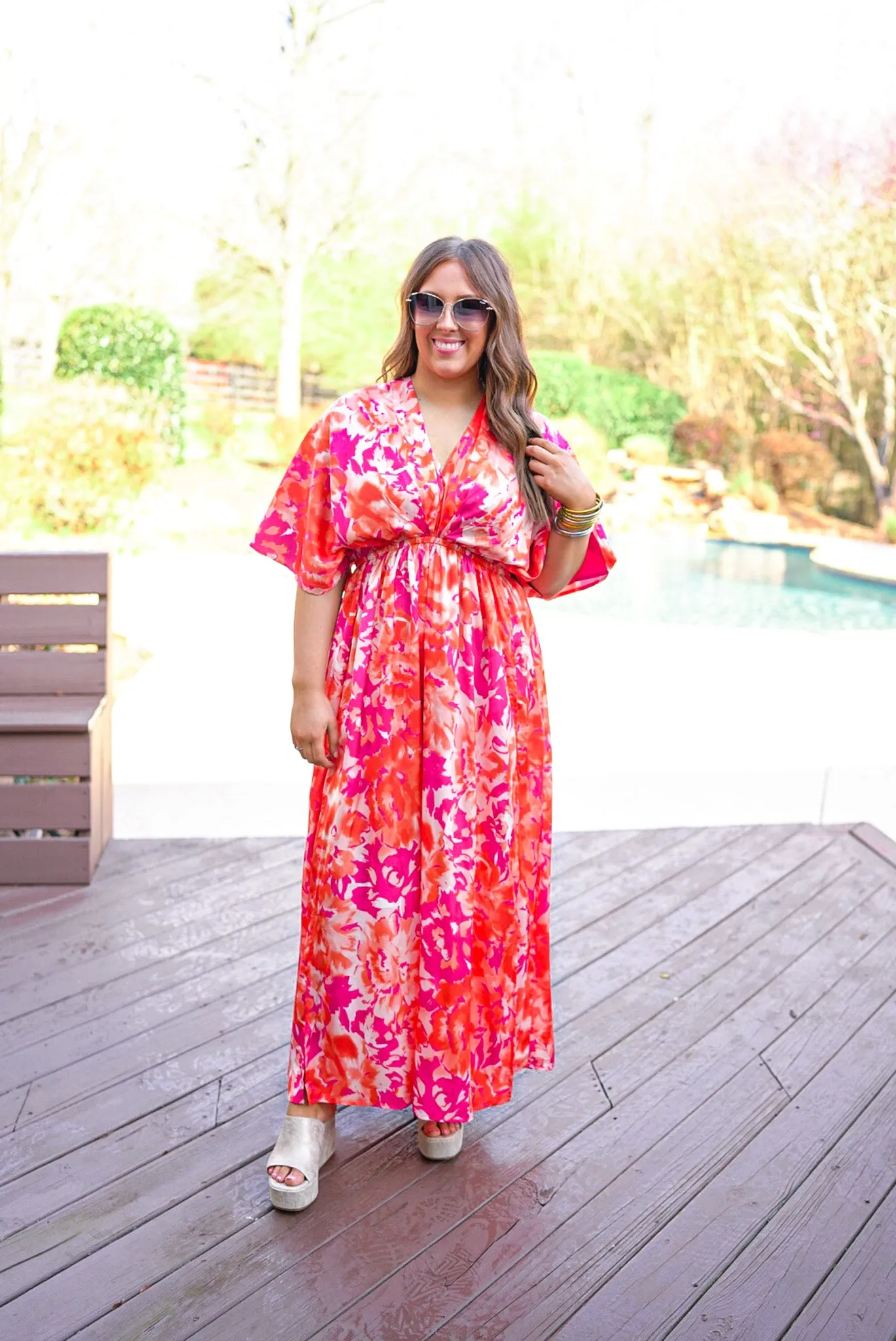 Orange Florals Chic Maxi Dress