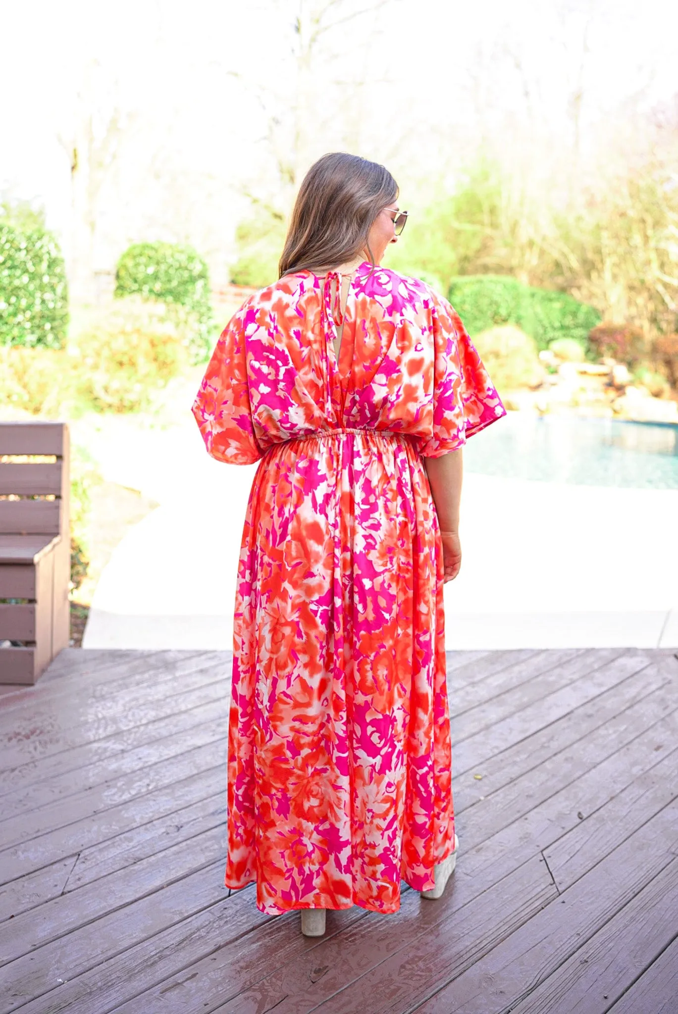 Orange Florals Chic Maxi Dress