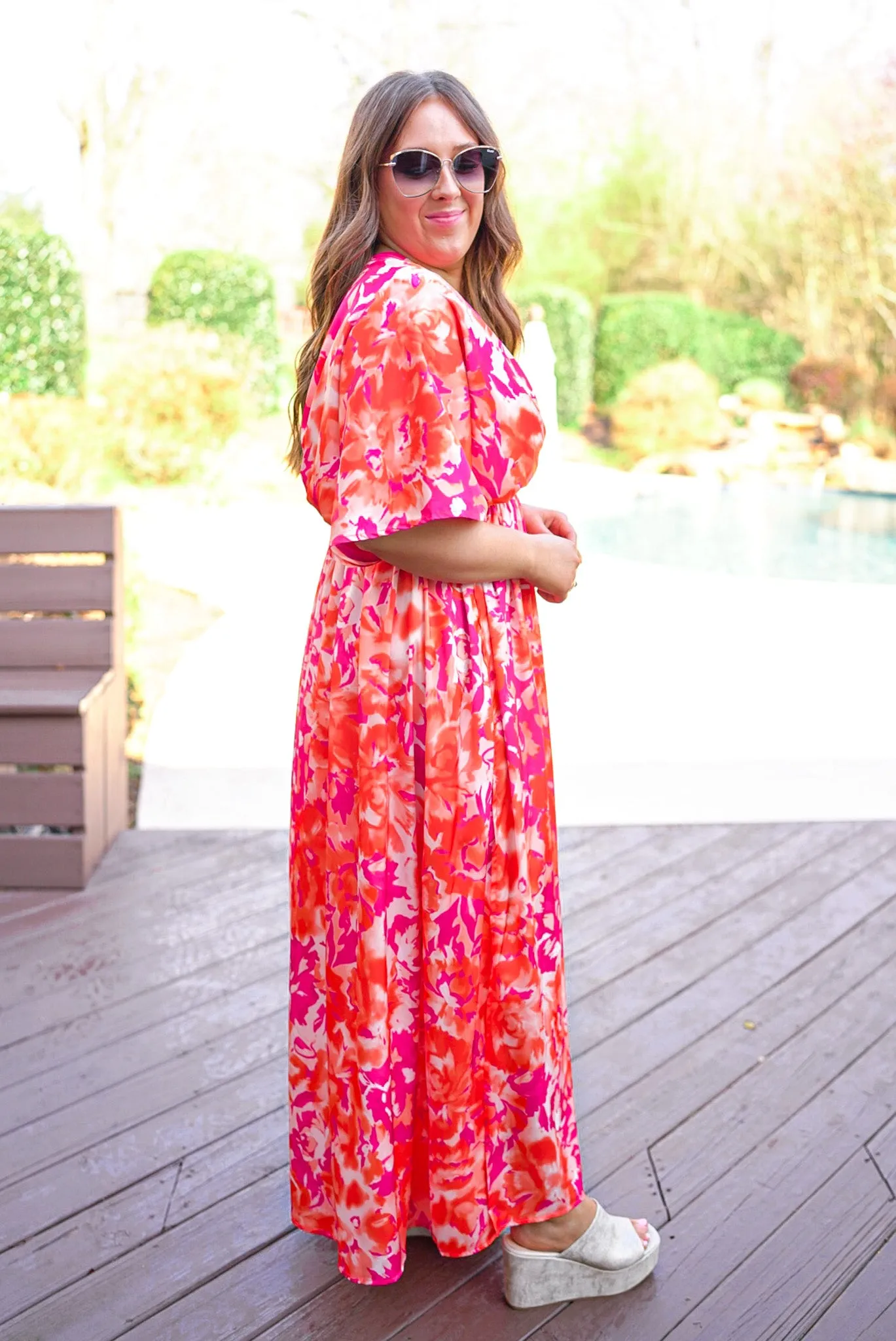 Orange Florals Chic Maxi Dress