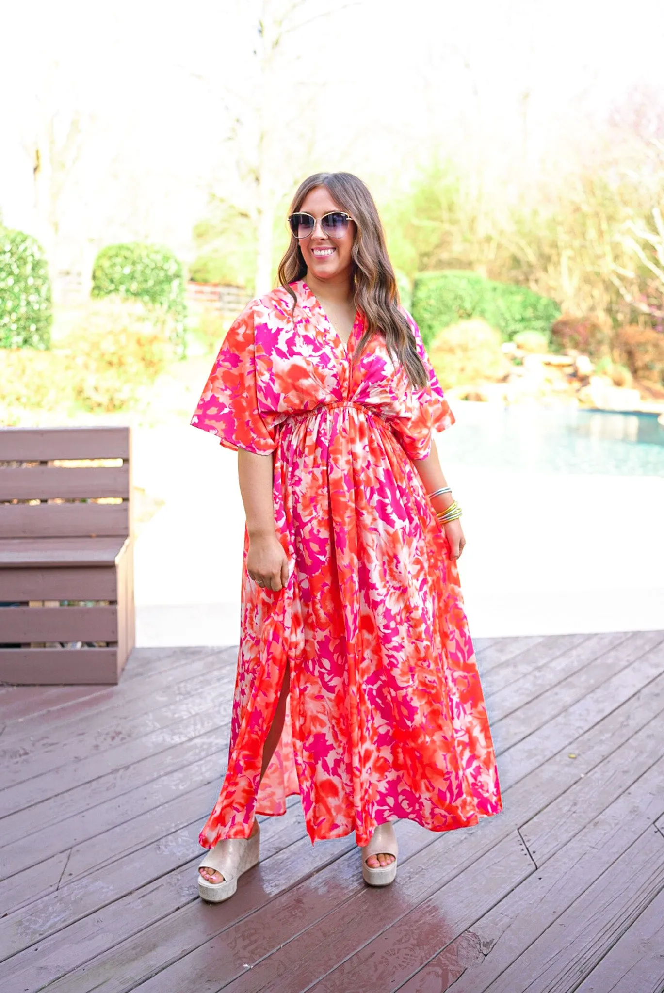 Orange Florals Chic Maxi Dress