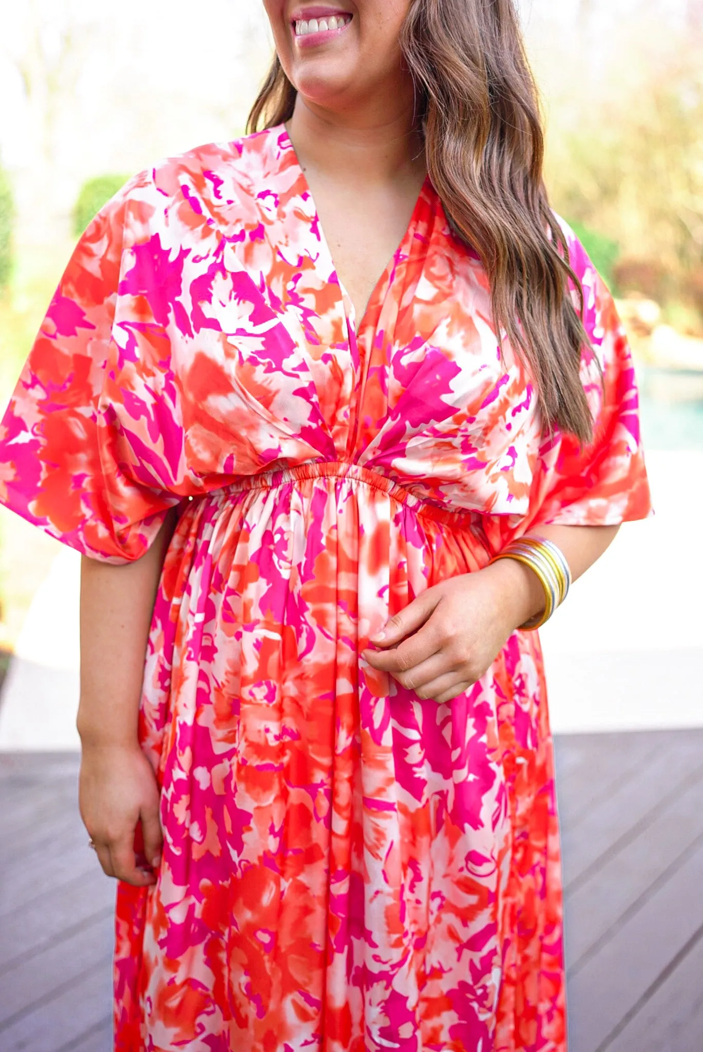 Orange Florals Chic Maxi Dress