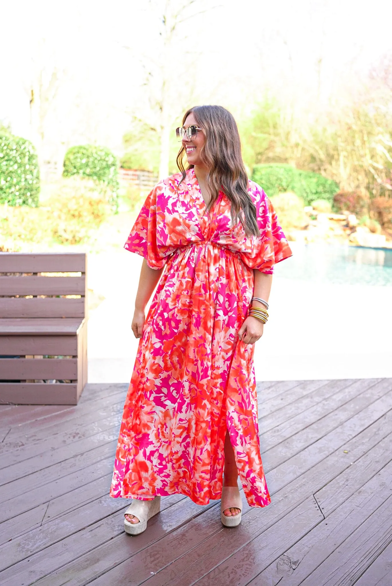 Orange Florals Chic Maxi Dress