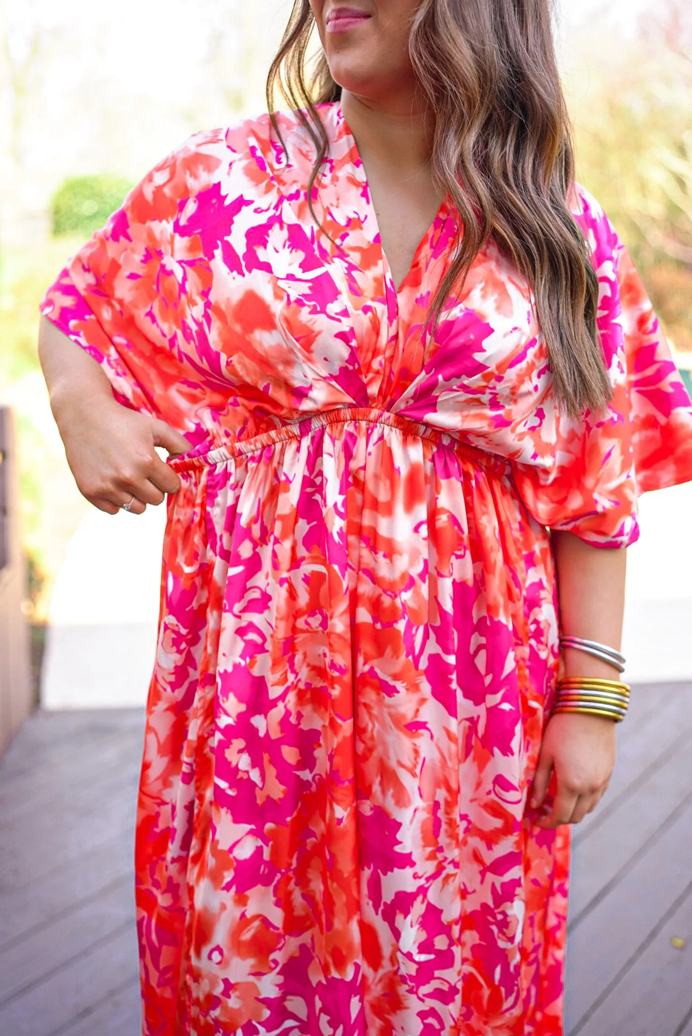 Orange Florals Chic Maxi Dress