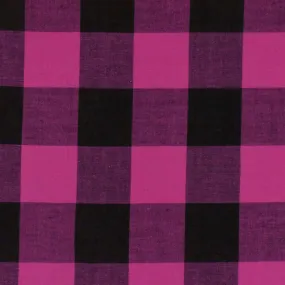 Party Pink-Black Gingham Stretch Cotton Woven Fabric