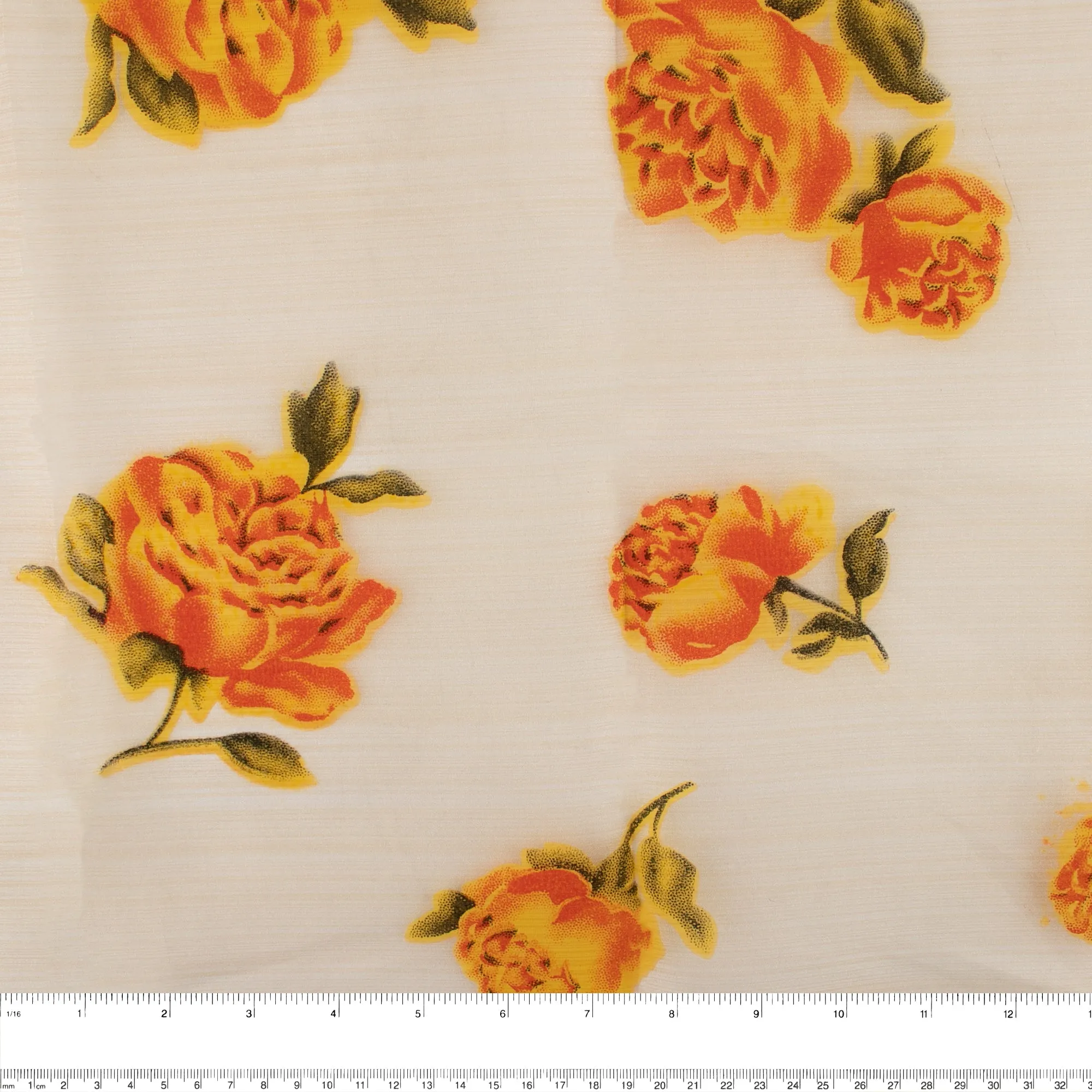 Printed Burnout Organza - Peony - Orange