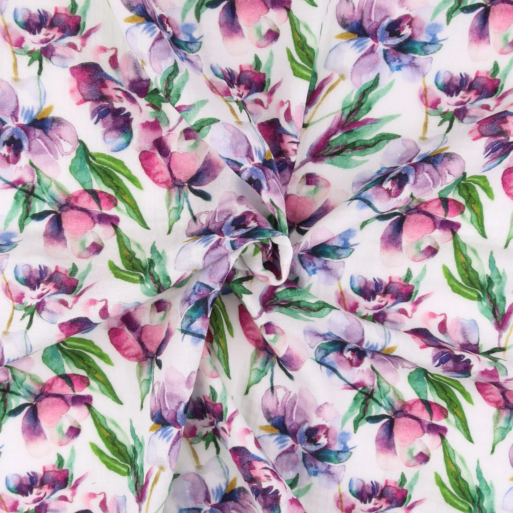 Printed Gauze - PANSY 004 - Purple