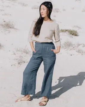 PUGLIA straight cut cropped linen pants