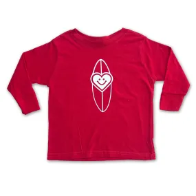 Sol Baby Smiley Heart Surfboard Long Sleeve Red Tee