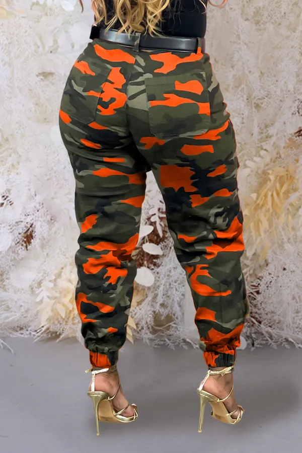 Stylish High Waisted Camo Cargo Pants