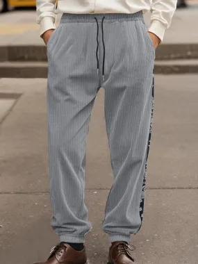 Stylish Paisley Side Corduroy Jogger Pants