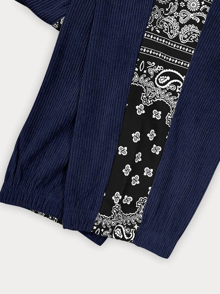 Stylish Paisley Side Corduroy Jogger Pants