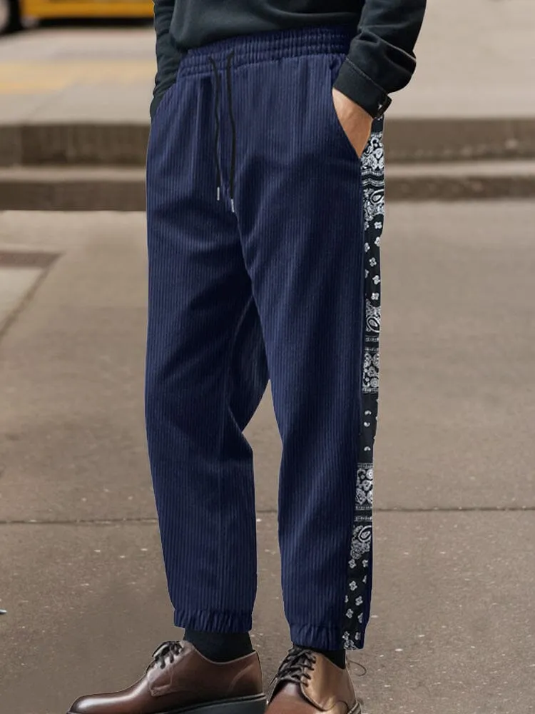 Stylish Paisley Side Corduroy Jogger Pants