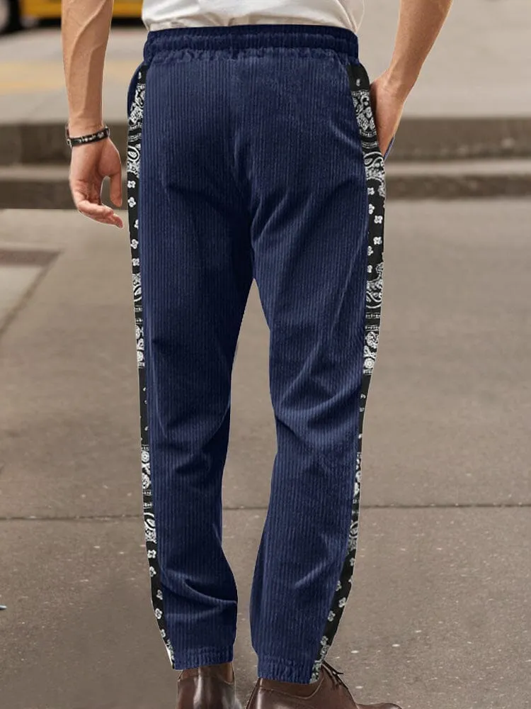 Stylish Paisley Side Corduroy Jogger Pants