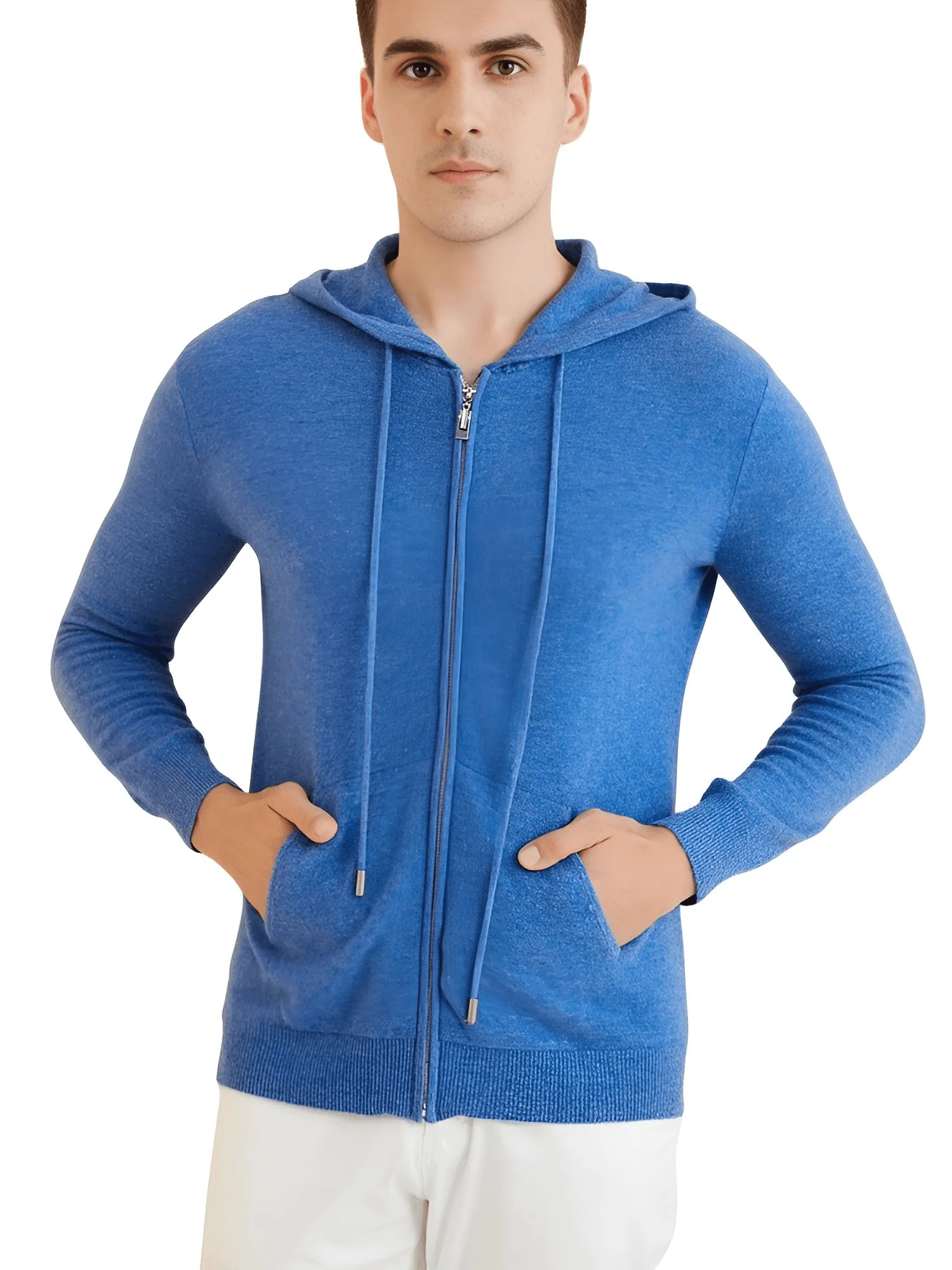 Sweater Men's 100% Merino Wool Cardigan Hoodies Fall Winter Warm Long Sleeve Zip Sweatshirt Sport Hooded Jacket