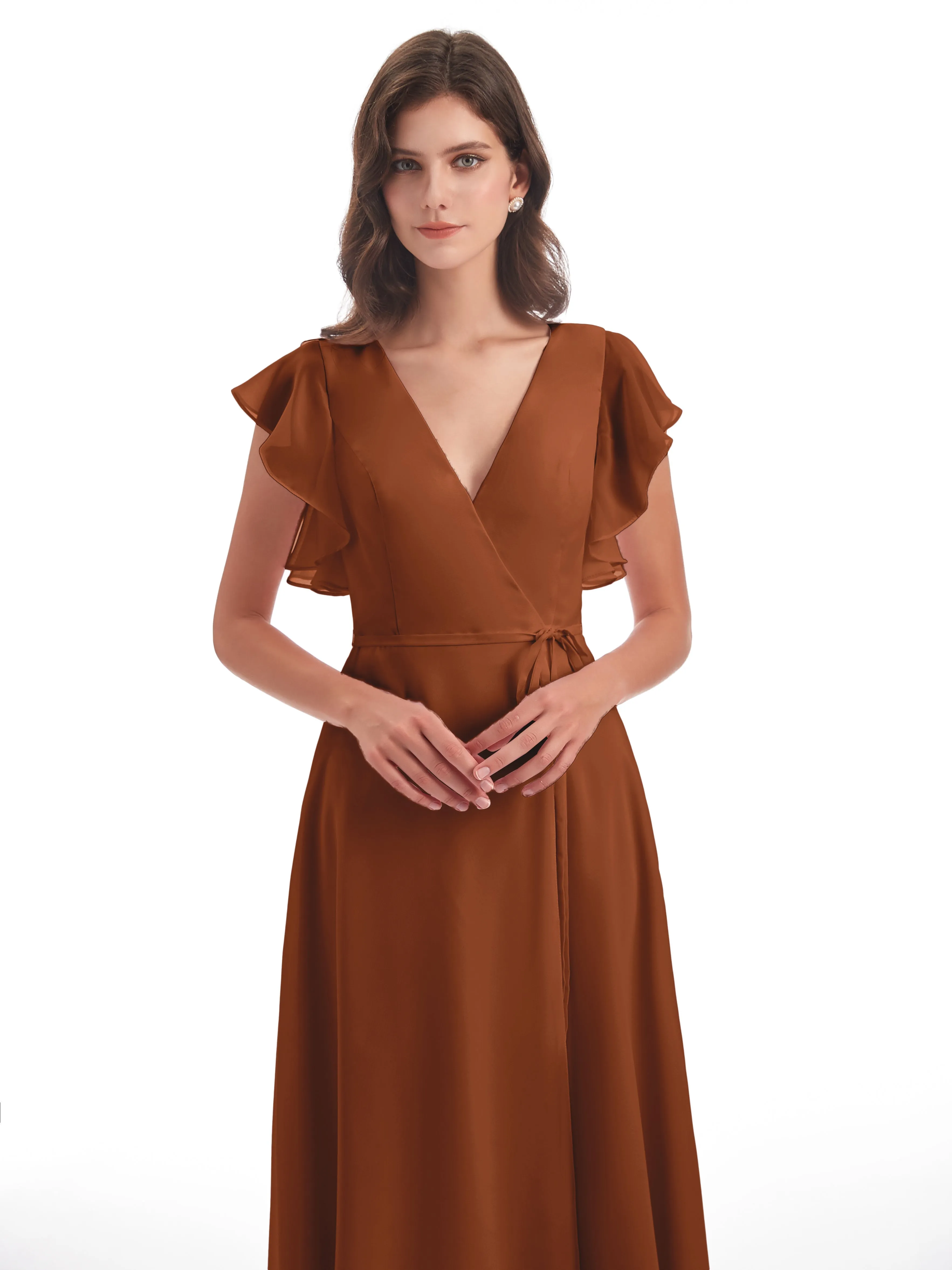 Terracotta Dress Bridesmaid Rose Charming Scoop Chiffon Bridesmaid Dresses