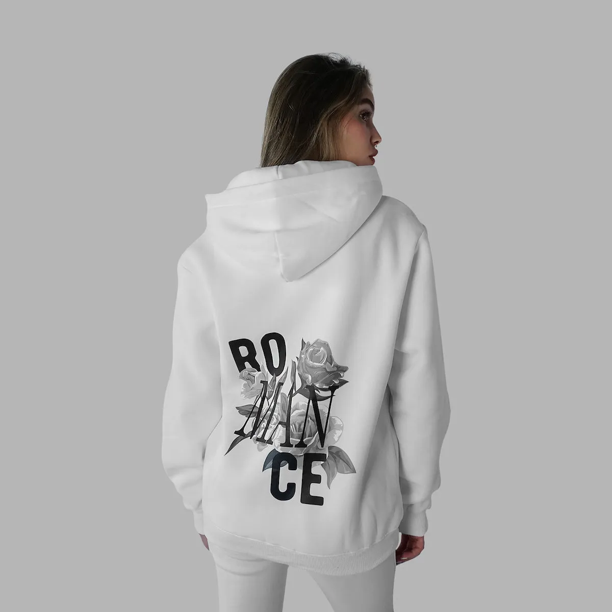 Whte Romance Zipper Hoodie