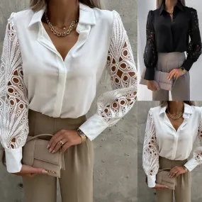 Women's Innovative Elegant Lace Stitching Shirt Coats