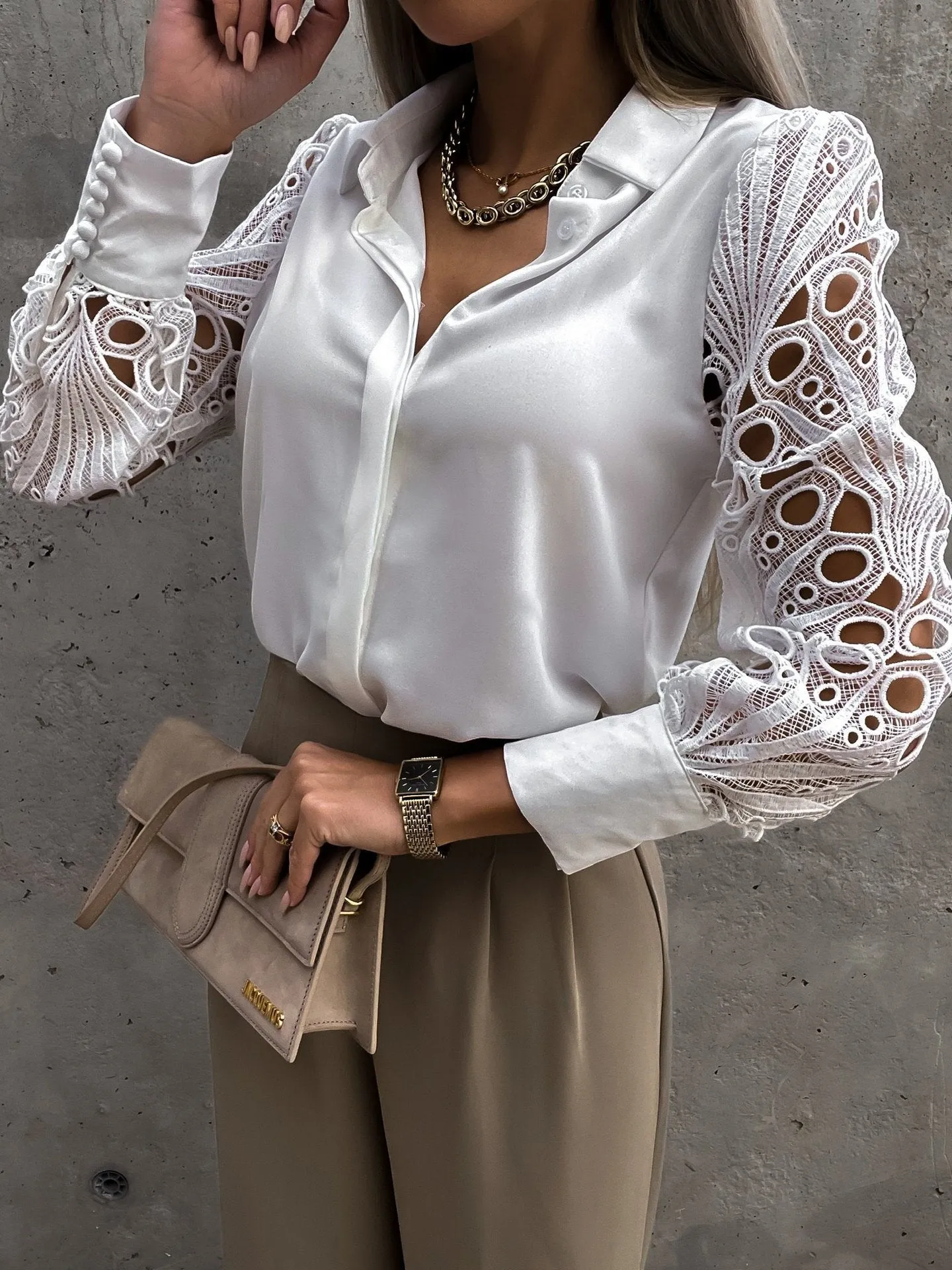 Women's Innovative Elegant Lace Stitching Shirt Coats