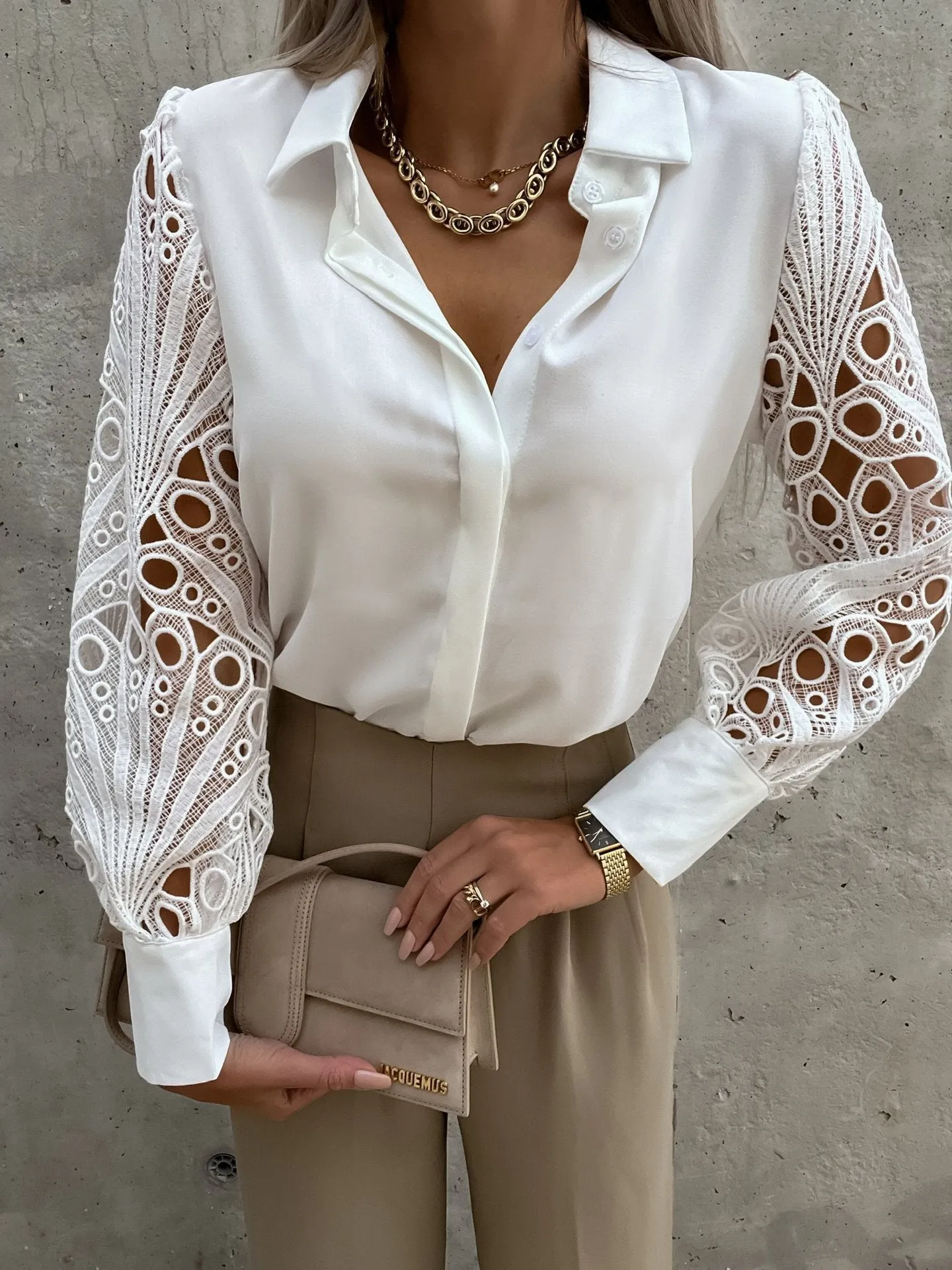 Women's Innovative Elegant Lace Stitching Shirt Coats