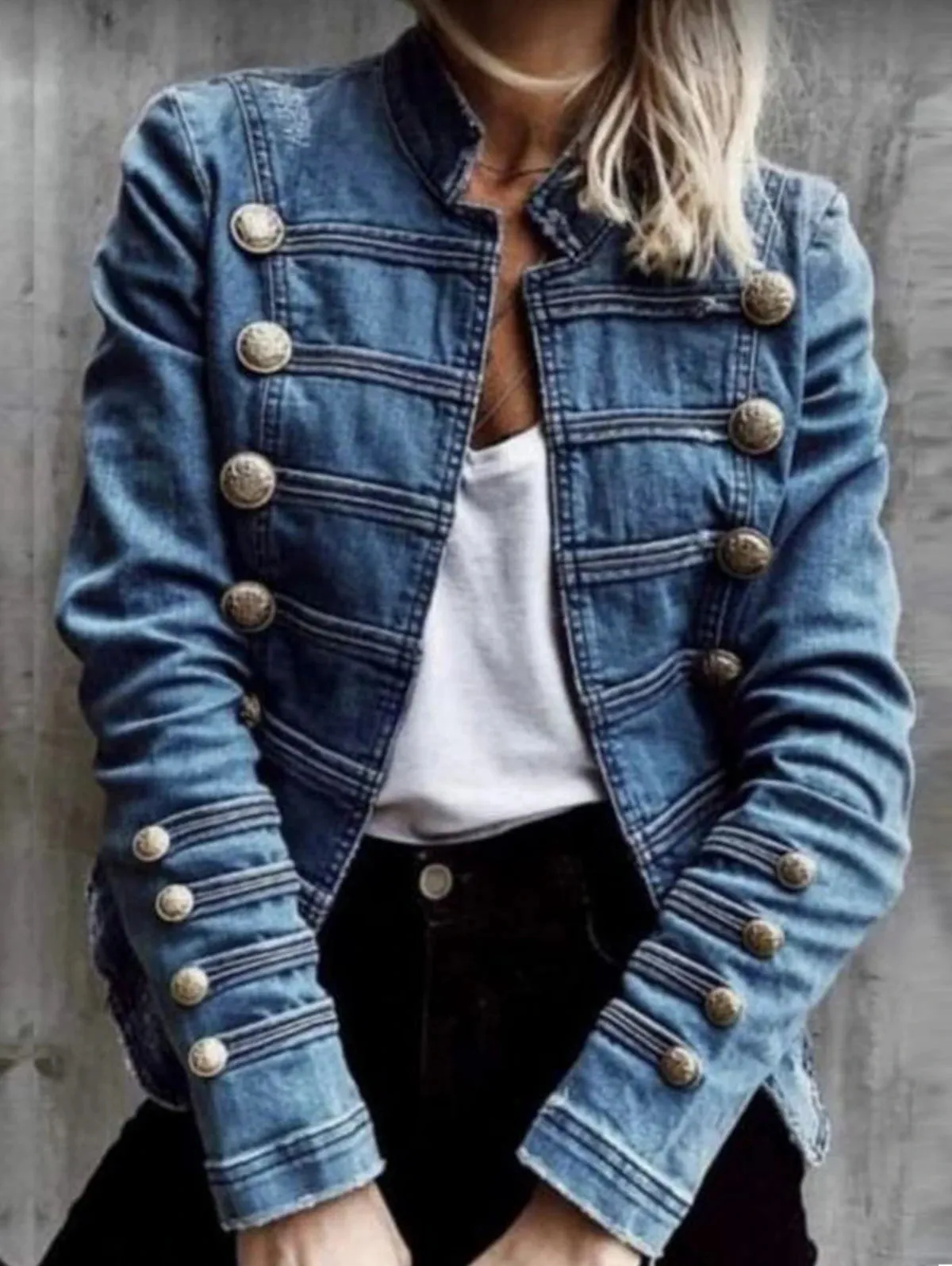 Women's New Elegant Vintage Commuter Denim Double Breasted Jackets