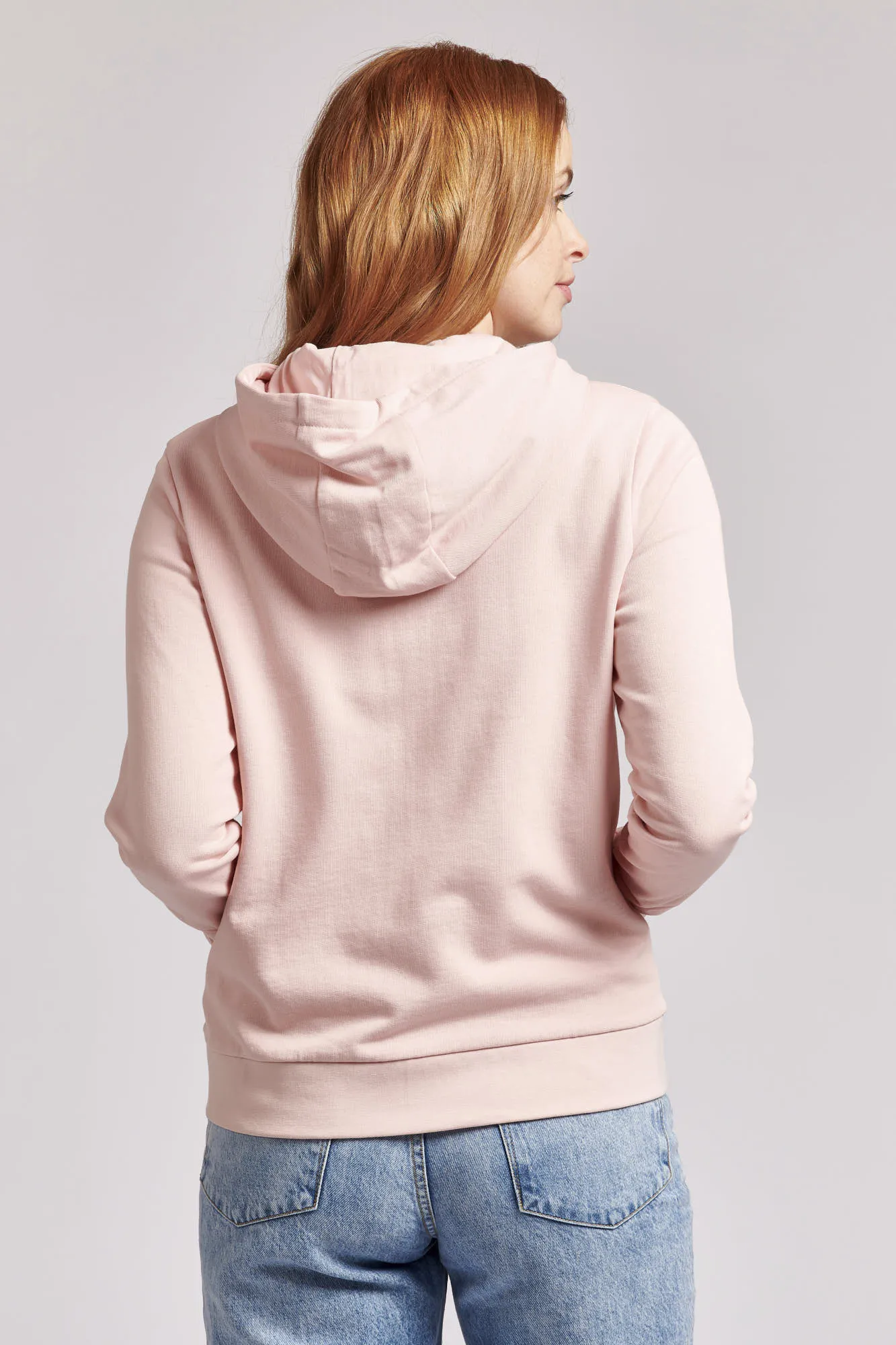 Womens Zip-Through Hoodie in Peachskin